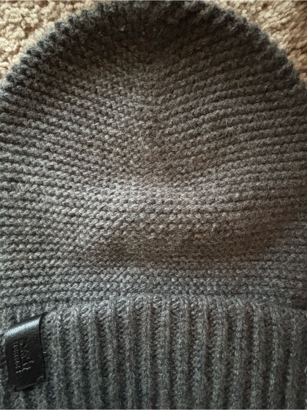 Hermes Gray Cashmere Beanie Hat with Leather Accents Men's Small - Picture 3 of 8